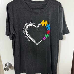 Charcoal Gray Puzzle Heart Kids T-Shirt